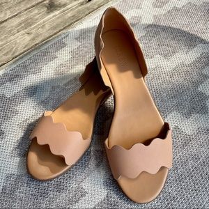 J. Crew Leather Scalloped Peep-Toe Flats